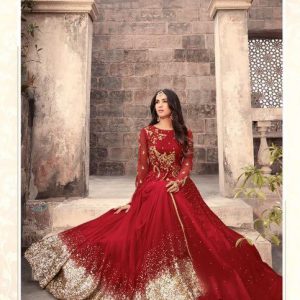 Designer Maisha Gown Heavy Net With Embroidery Work + Stone