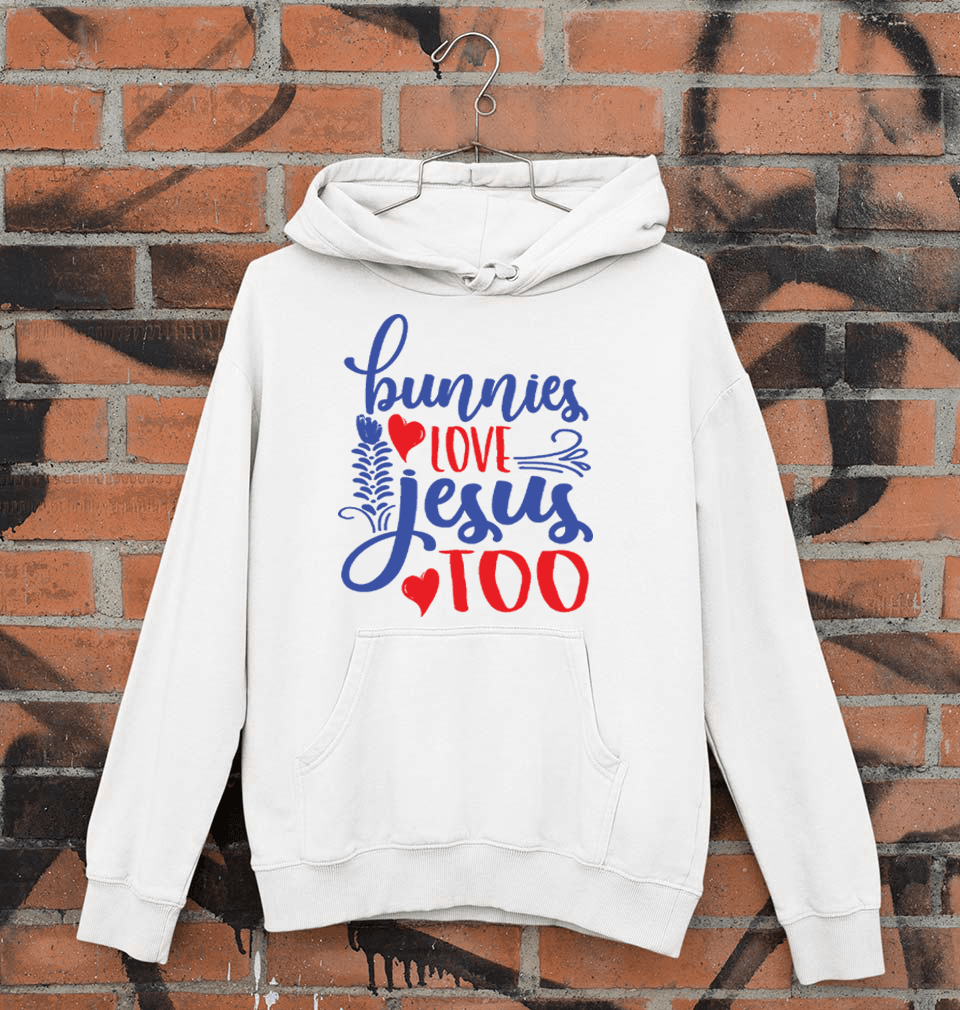 Unisex Bunnies Love Jesus Hoodie For Boys&Girls - Image 1