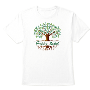 Happy Sarhul Tree Design Half Sleeve T- Shirt