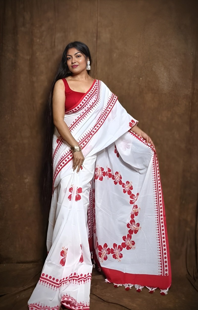 Joba Print Taant Adivasi saree for women - Image 1