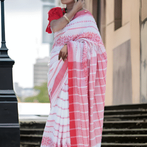 Pristine Rose Design Cotton Saree