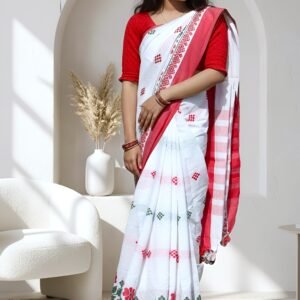 Floral Lattice Border Cotton Saree