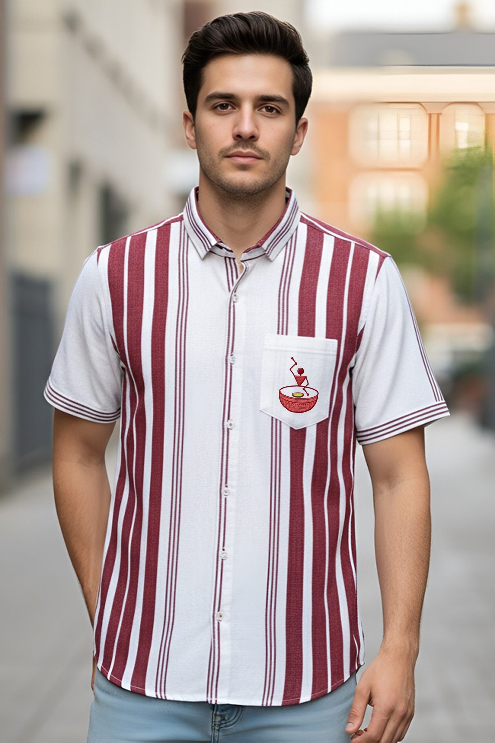 Unisex Premium Maroon Nagda Logo Shirt - Image 1