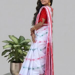 Elephant Motif Traditional Red  Saree