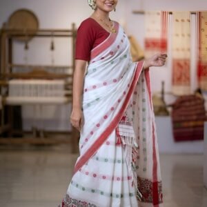 Sohrai Mrig Traditional Red  Saree