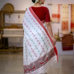 Sohrai Mrig Traditional Red  Saree