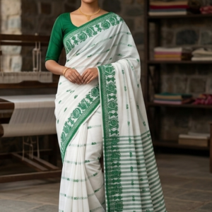 Green Warli Design Cotton Saree