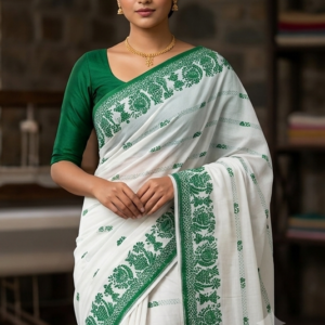 Green Warli Design Cotton Saree