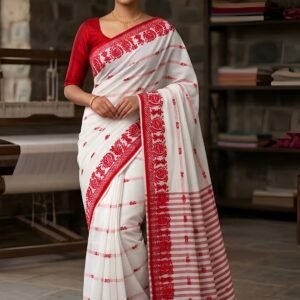 Red Warli Design Cotton Saree